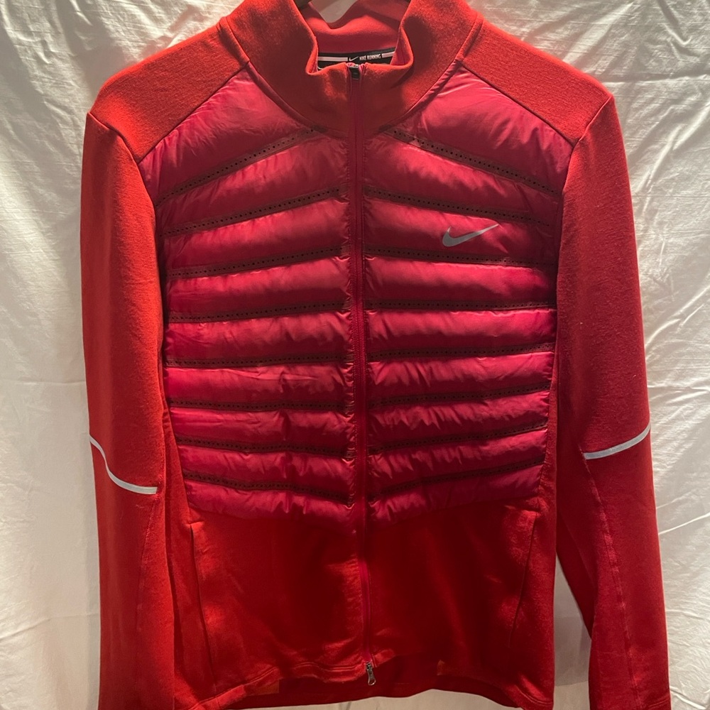 RARE Nike Aeroloft 800 Running Jacket Goose Down Wool Red